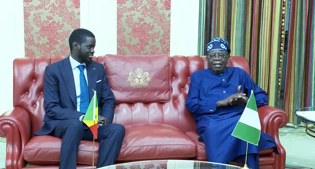 Senegalese President Faye Visits Nigeria, Meets Tinubu At Aso Rock